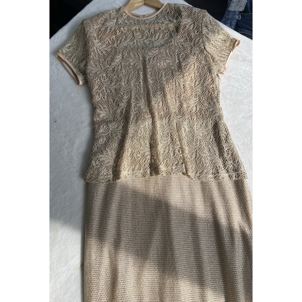 Vintage Jeffrey & Dara Evenings Gold Mesh Long Dress NWT Size 8 Made In U.S.A.